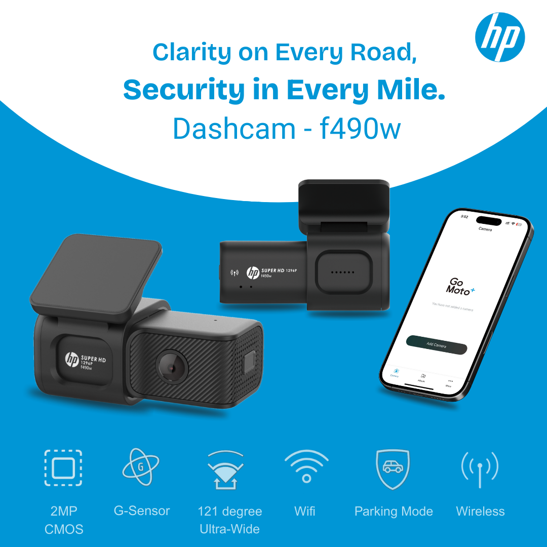 HP Dashcam f490w With Super HD 1296P Recording Front Cam