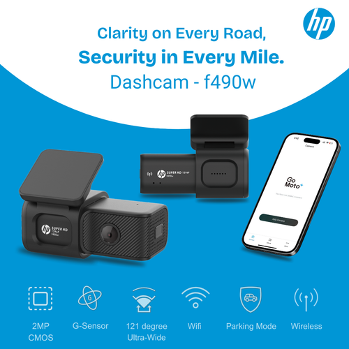 HP Dashcam f490w With Super HD 1296P Recording Front Cam