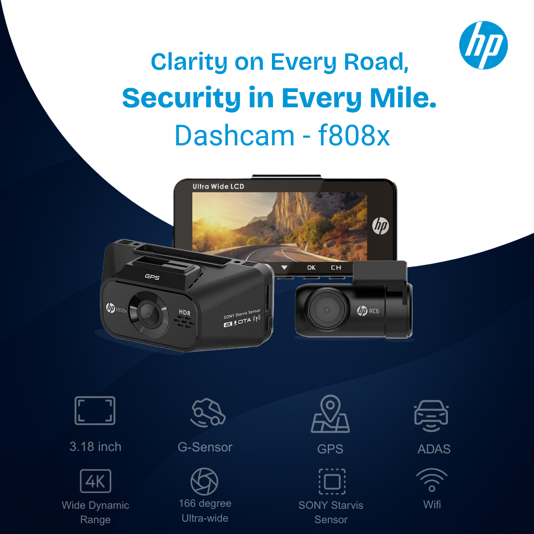 HP Car Camcorder f808x 4K Ultra-High Defination Front And Rear Cam