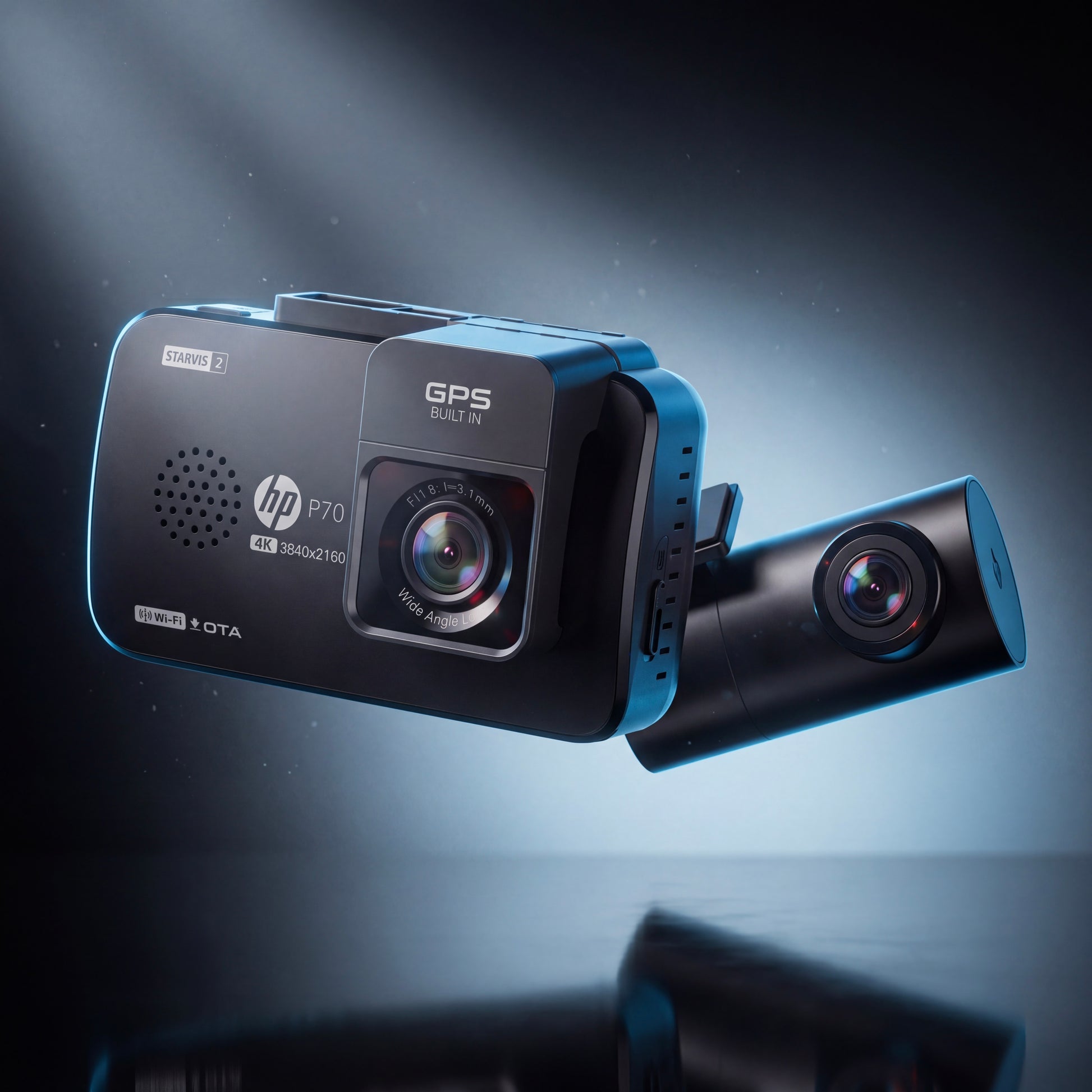 HP Dashcam P70 – 4K UHD Sony STARVIS 2 | Wi-Fi 6 | GPS | ADAS | Night Vision Front & Rear Car Dashcam